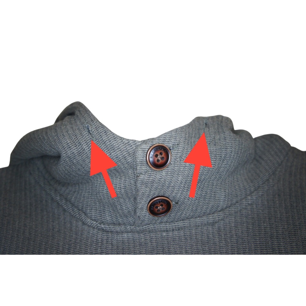 Billabong Hoodie Large Gray Waffle Knit Button Neck Pulover with Kangaroo Pocket - Picture 6 of 16